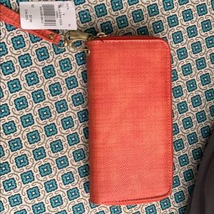 Orange double zipper wallet